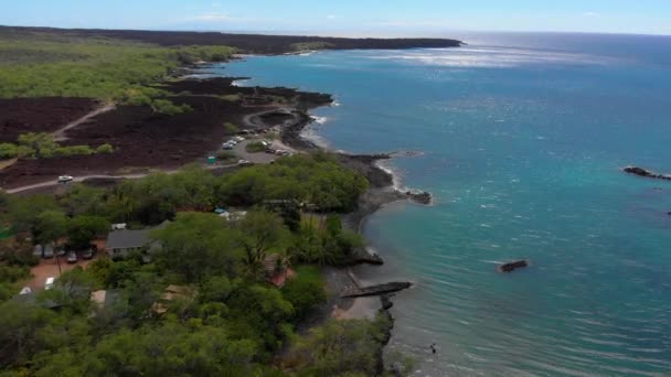 Beautiful Drone Shot Maui End Kings Road Old Volcanic Flow — Stockvideo