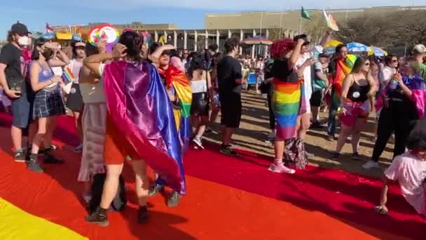 People Enjoying Pride Parade Brasilia Brazil — Vídeo de stock