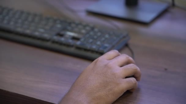 Person Operating Computer Mouse Keyboard Applications Create Models — Video Stock