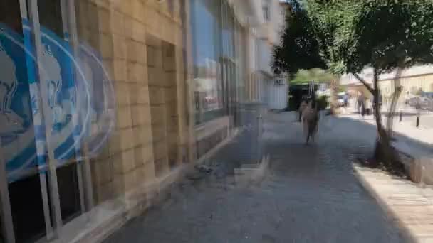 Pov Time Laps Walking Old City Nicosia Slow Motion Rotates — Stock video