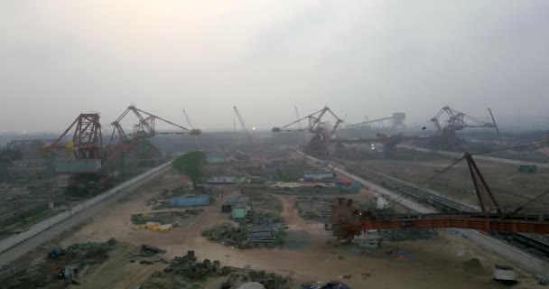 Stacker Reclaimers Coal Handling Station Paradip Port Odisha India Aerial — 비디오