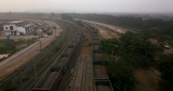 Train Wagons Loaded Iron Ore Coal Terminal Paradip Port India — Stock videók