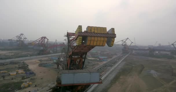 Stacker Reclaimer Equipment Coal Yard Paradip Port Odisha India Drone — Wideo stockowe