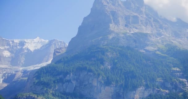 Небесний Погляд Великі Гори Гріндельвальді Швейцарія Окремі Параплантації — стокове відео
