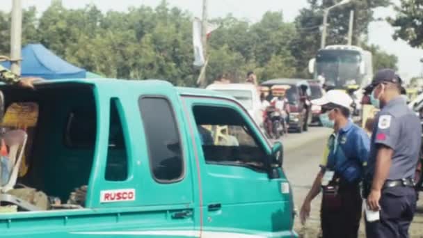 Motocross Competition Perimeter Secured Traffic Enforcers Police Officers — Vídeo de stock