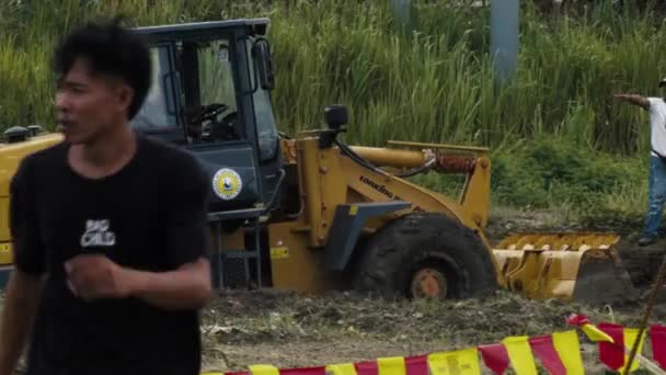Race Track Being Prepared Bulldozer Day Motocross Competition — Stock Video