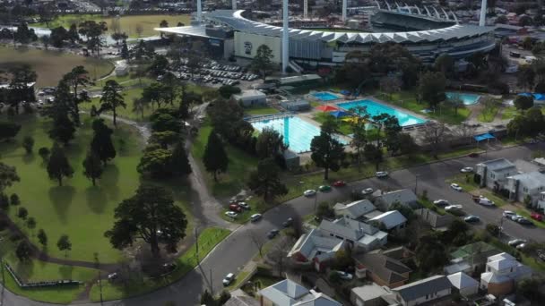 Aerial Tilt Cbd Bayside City Geelong Australia — Stock Video