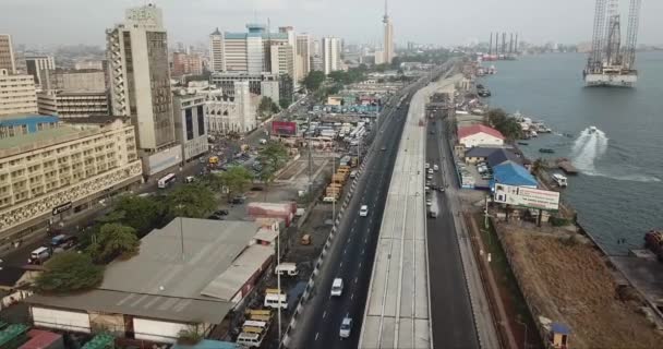Ariel View Lagos Island Commercial District Lagos Nigeria — Stockvideo