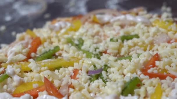 Adding Mayo Mayonnaise Pizza Closeup View — Stock video