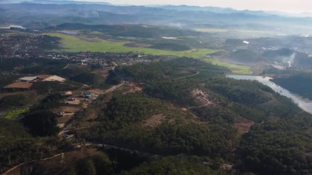 Aerial Flying Beautiful Rural Scene Sunrise Nang Vietnam — Stockvideo