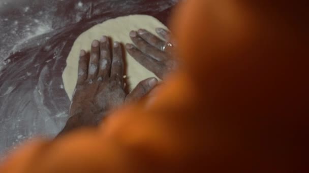 One Boy Prepare Dough Pizza — Stock video