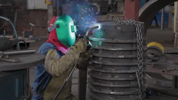 Welding Worker Metal Industry — Vídeo de stock