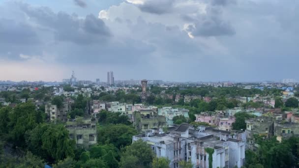 Bird Eye View Kolkata City Cloudy Day — Stock video