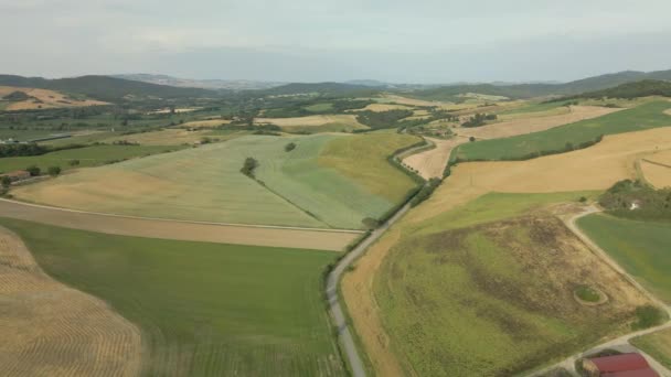 Luchtfoto Van Toscane Italië Cultuurvelden Zomer — Stockvideo