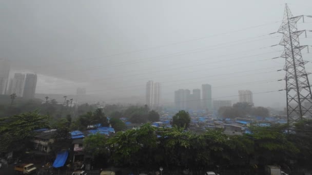 Проливной Дождь Мумбаи Малад Вестерн Экспресс Муссон — стоковое видео