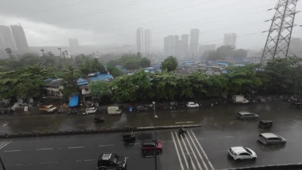 Western Express Highway Road Rainy Season Mumbai Metro Top View — Video Stock