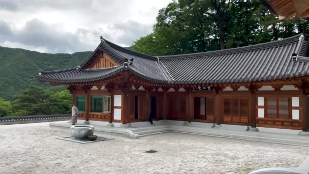 Vackert Antikt Tempel Jirisan National Park Molnig Dag Sydkorea — Stockvideo