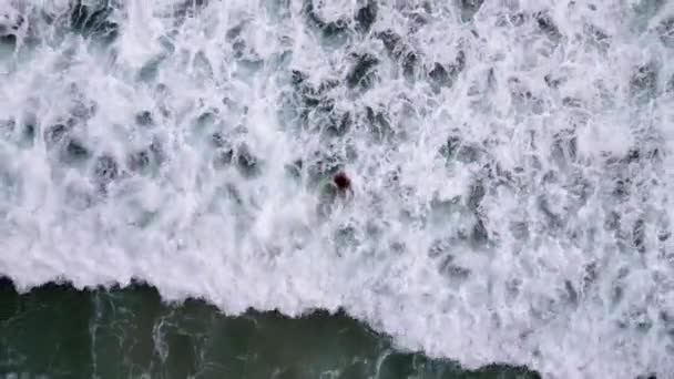 Повітряні Птахи Вид Жіночого Туризму Плавання Під Хвилями Від Най — стокове відео