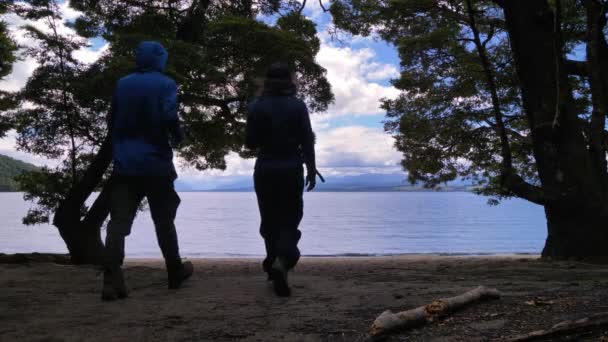 Statisch Wandern Die Wanderer Hinaus Richtung Lake Anau Fiordland Kepler — Stockvideo