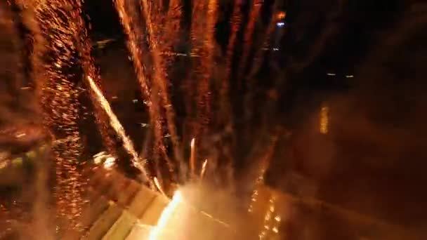 Aerial Fpv Drone Shot Epic Breathtaking View Multicolored Fireworks Display — Video Stock