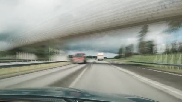 Time Lapse Video Shot Moving Car Cloudy Day Northern Europe — Stockvideo