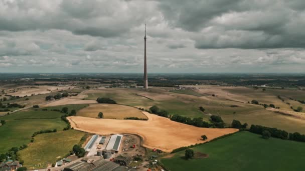 Emley Moor Transmitting Station Telecommunications Broadcasting Facility Emley Moor Mile — Stockvideo