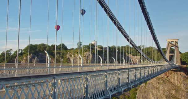 Traffic Drive Clifton Suspension Bridge View Hot Air Balloons Flight — Video