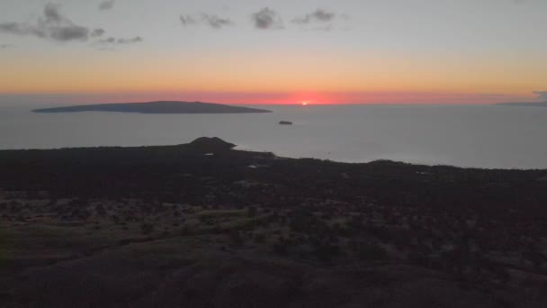 Drone Sunset Southern Maui Wailea Looking Kaho Olawe Island February — Stock Video