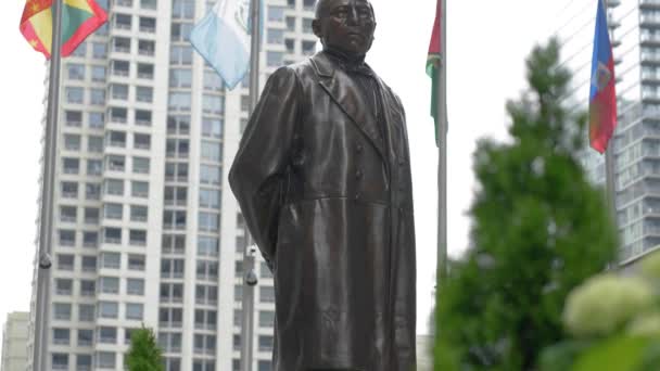 Benito Juarez Statue Former Mexican President Memorial Plaza Americas Chicago — Stock video