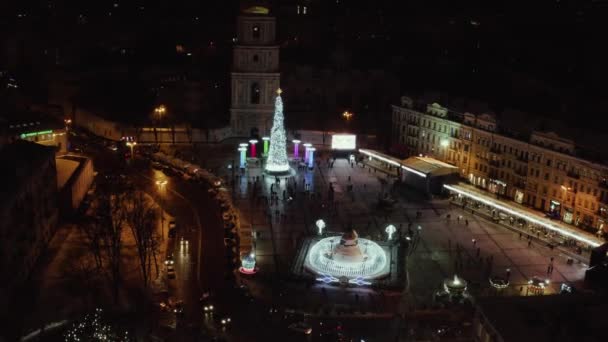 New Year Christmass Tree City Center Kyiv Ukraine — 图库视频影像