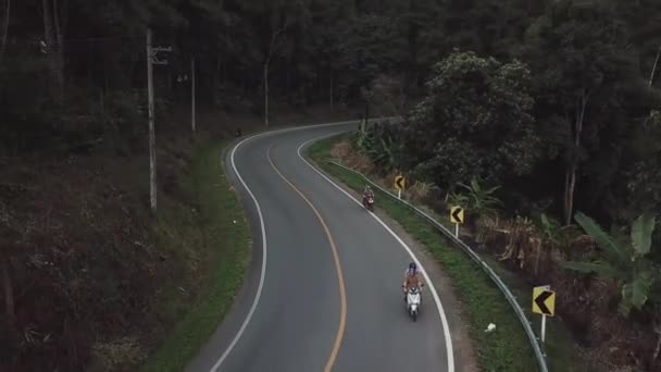 Motorbikes Riding Thailand Drone — Stockvideo