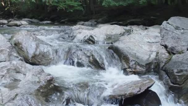 Mountain Brook Water Cascade Pan — Vídeo de stock