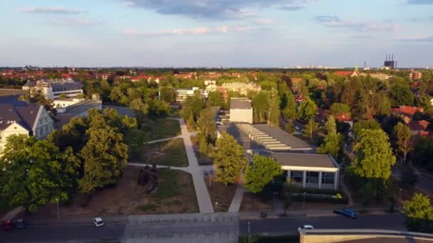 Campus Business Sciences Law Beautiful Aerial View Flight Fly Forward — Vídeos de Stock