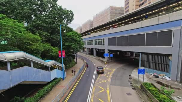 Timelapse Kwun Tong Mtr Station Roundabout Cars Train — Stok video