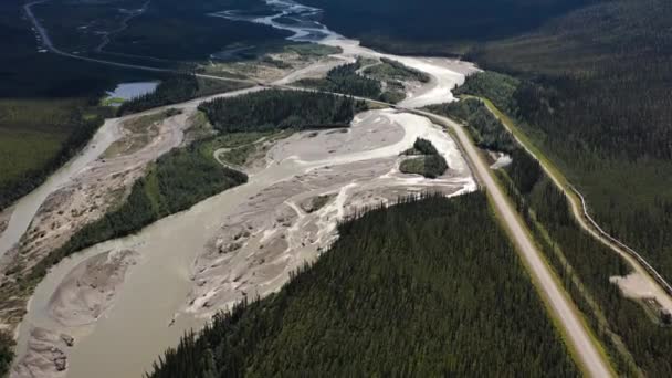 Snow Melted Flood Streams Alaska Mountains Valley Countryside Portage Glacier — Stock Video