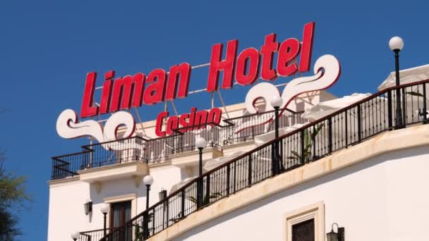View Red Liman Hotel Casino Signage Top Building Nicosia Low — 비디오