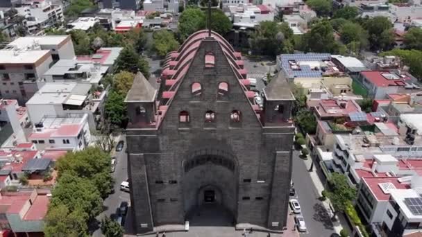 Zoom Out Shot Augustine Parish Church Polanco Mexico City Beautiful — 图库视频影像