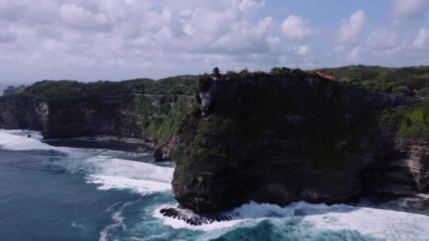 Uluwatu Temple Top Precipitous Promontory Bali Indonesia Aerial — Video Stock