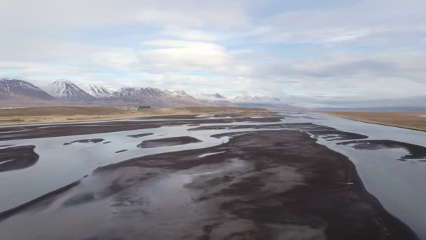 Aerial View Glacial River System Surrounded Wilderness Gorgeous Landscape Iceland — 图库视频影像