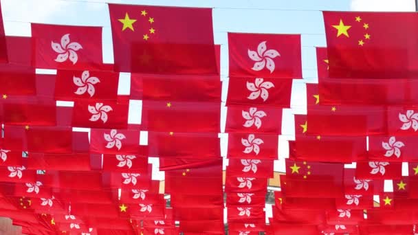 Flags People Republic China Hong Kong Sar Displayed Ahead July — ストック動画
