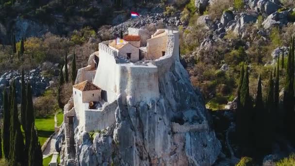 Aerial Drone Shot Sokol Fortress Sokol Grad One Most Important — Stockvideo