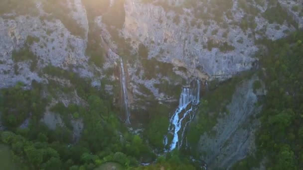 Ujevara Sotires Waterfalls Village Progonat Aerial Drone View Ujevara Sotires — Stock Video