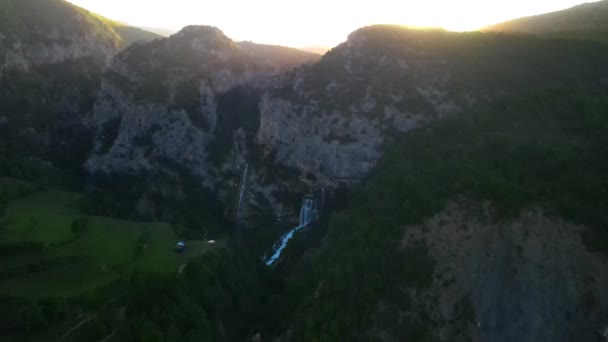 Ujevara Sotires Waterfalls Village Progonat Aerial Drone View Ujevara Sotires — Video