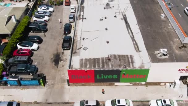 Aerial Shot Athlete Running Sidewalk — Vídeos de Stock