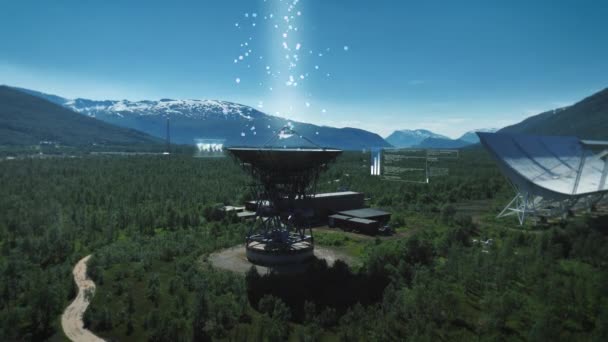 Satellite Dish Absorbing Signals Collecting Data Arctic Region Vfx Render — стоковое видео