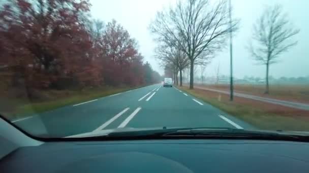 Driving Trough Dutch Countryside Car Autumn — Vídeo de stock