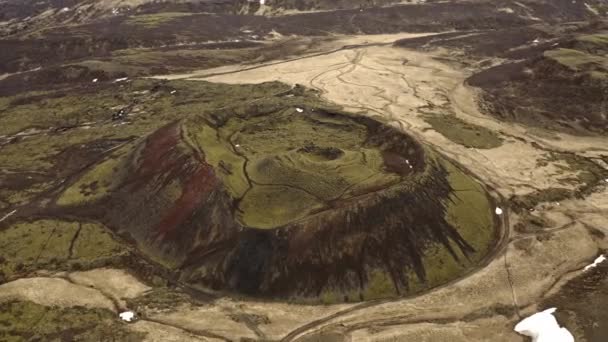 Drone Shot Grbrk Volcano — 图库视频影像
