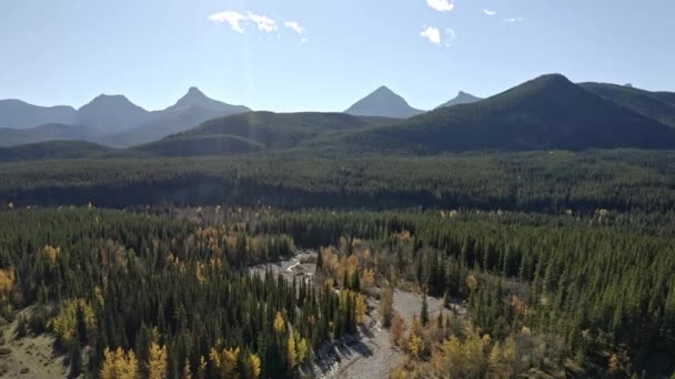 Aerial Shot Rocky Mountains Alberta — стоковое видео