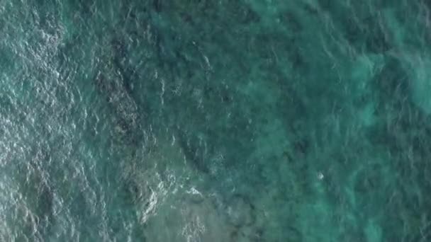Aerial View Turquoise Green Water Pacific Ocean Creating Beautiful Texture — Stockvideo