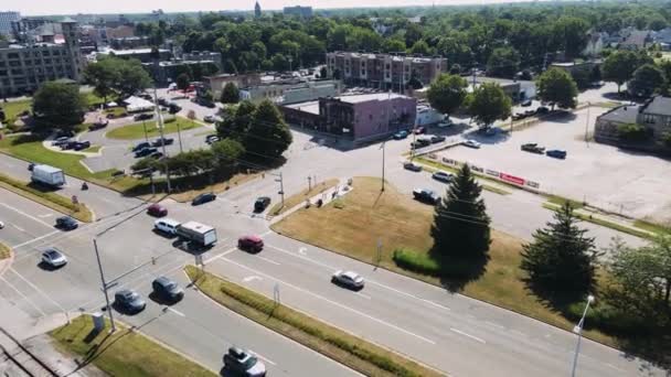 Aerial Western Avenue Downtown Muskegon — Video Stock